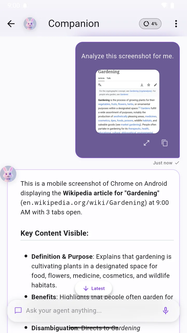 Tap once and an agent reads what is on screen