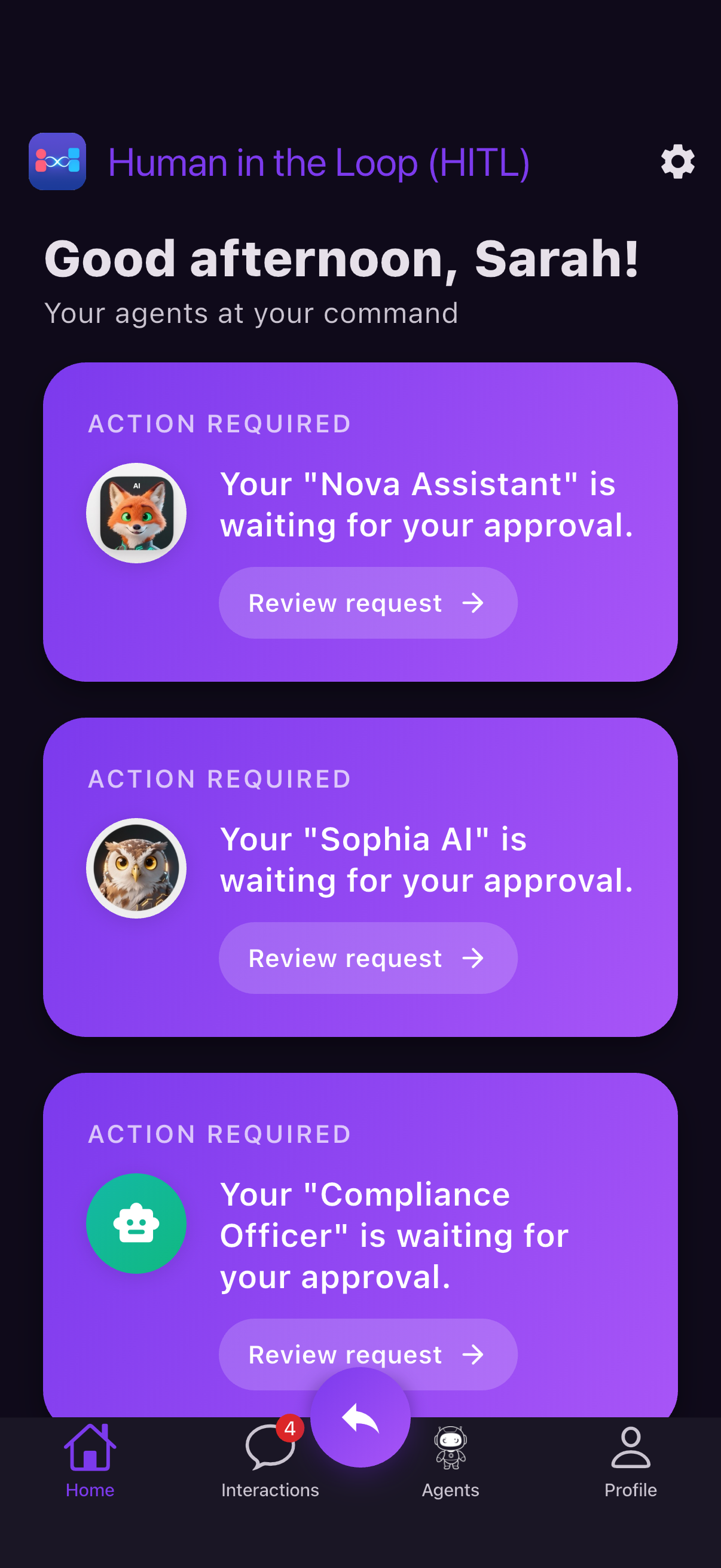 Active Messages Dashboard View